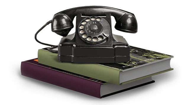 Vintage phone on stack of books